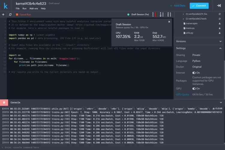 正在 kaggle 訓練模型