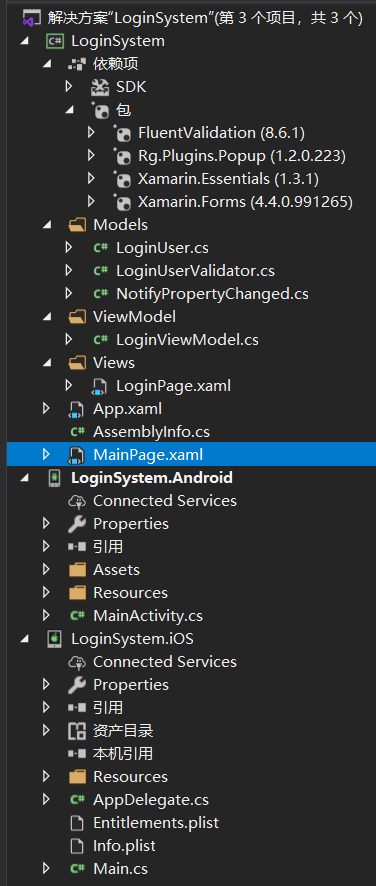 LoginSystem工程結構