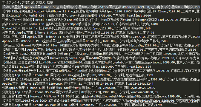 部分爬取結果