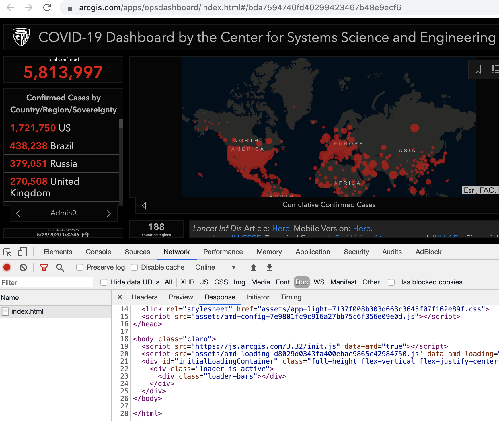 約翰霍普金斯大學 arcgis 疫情地圖