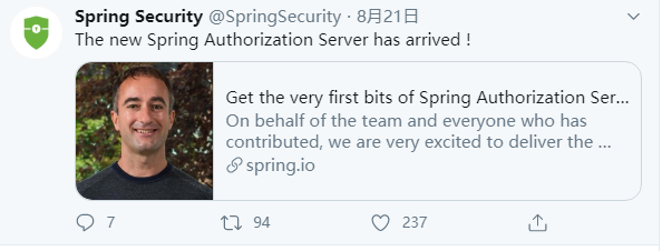 spring security 推特發布相關宣告