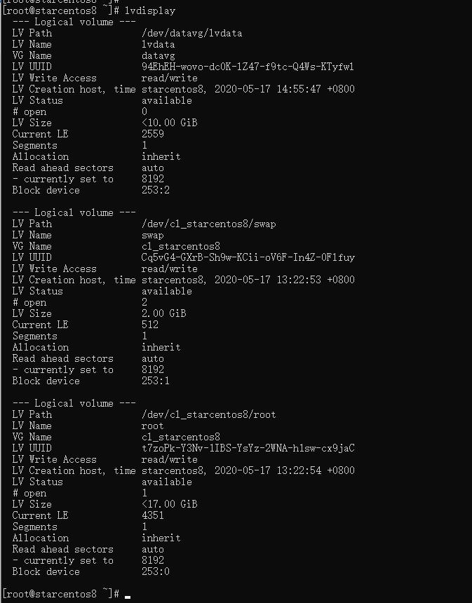 CentOS 8.0 創建管理 LVM 磁區(掛載新磁區) CentOS 8.0 創建管理 LVM 磁區(掛載新磁區)