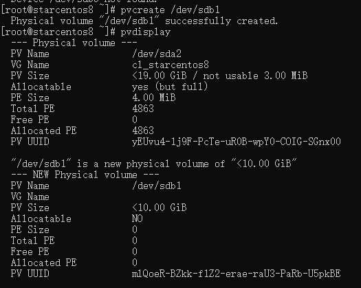 CentOS 8.0 創建管理 LVM 磁區(掛載新磁區) CentOS 8.0 創建管理 LVM 磁區(掛載新磁區)