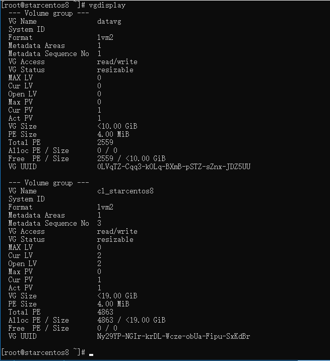 CentOS 8.0 創建管理 LVM 磁區(掛載新磁區) CentOS 8.0 創建管理 LVM 磁區(掛載新磁區)