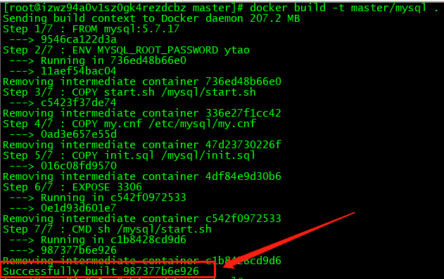 Dockerfile構建成功