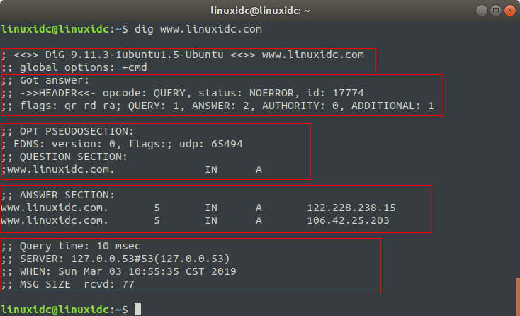 Linux dig 命令使用詳解