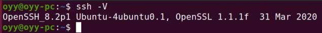 ssh -V 顯示ssh client 的版本資訊（非openssh-server 版本資訊）