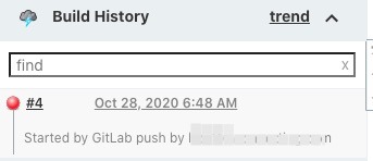 Build History 看到Started By Gitlab則觸發構建成功了