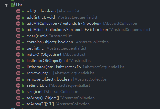 LinkedList中List體系下的方法