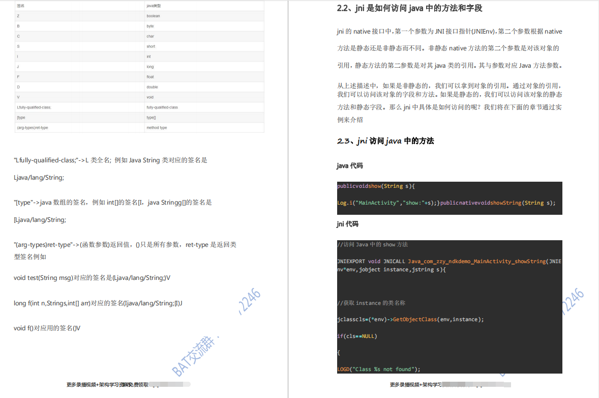 JNI模塊部分資料內容截圖