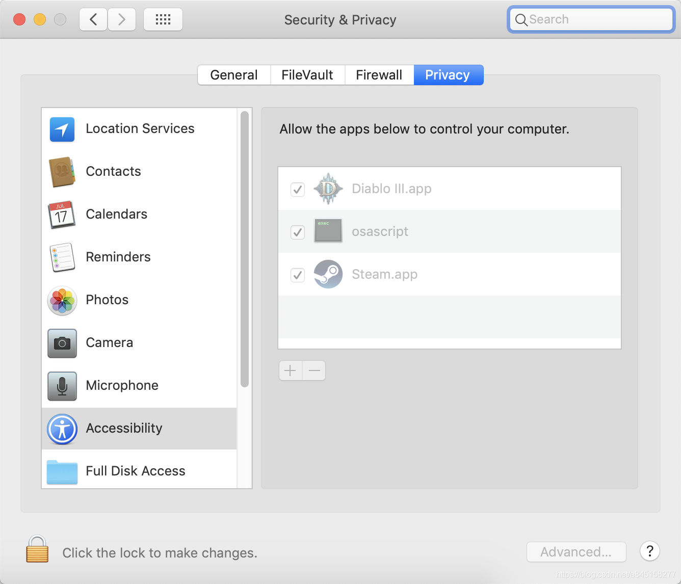 Security & Privacy =》Accessibility