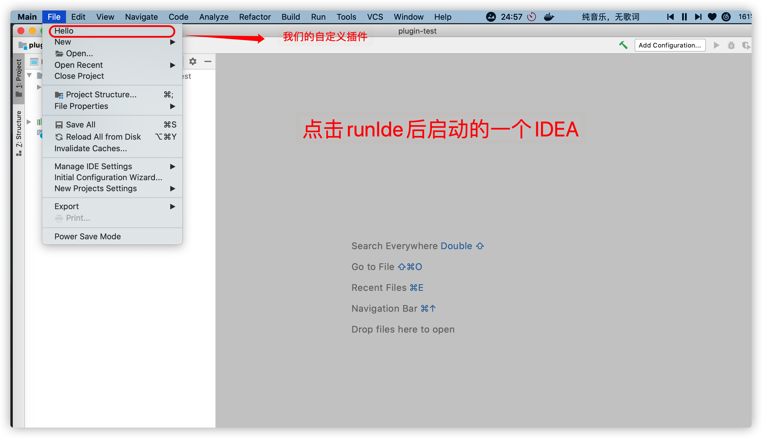 點擊 runIde 就會啟動一個默認了這個插件的 IDEA