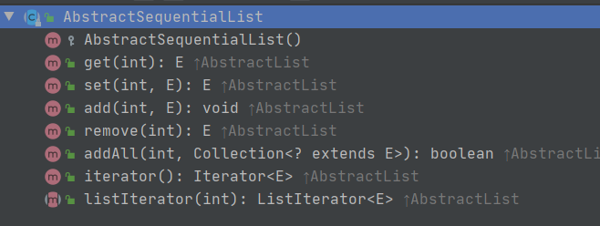 圖 1-5 AbstractSequentialList抽象類API