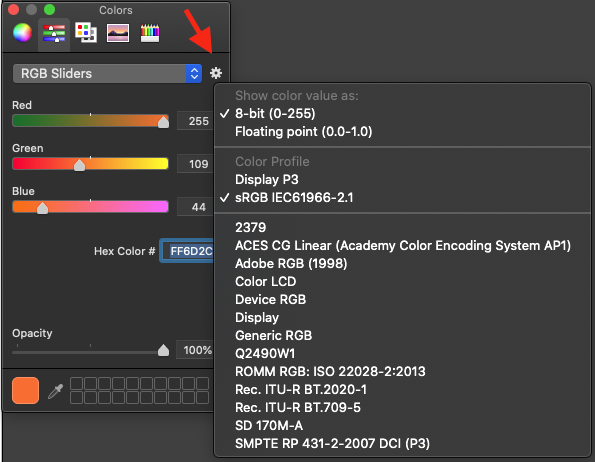 設定color profile