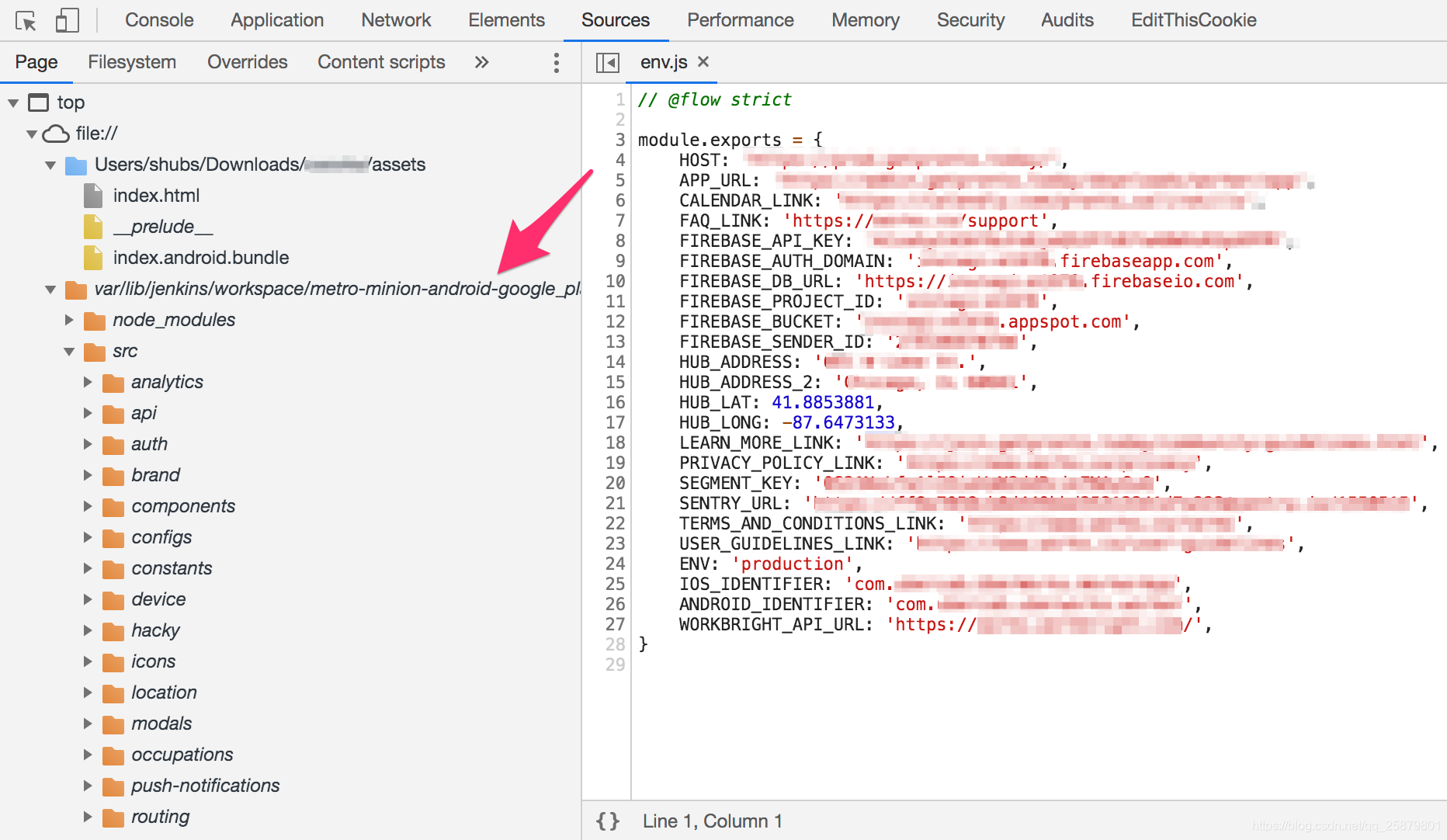 利用隨附的地圖檔案分析Chrome DevTools中的index.android.bundle