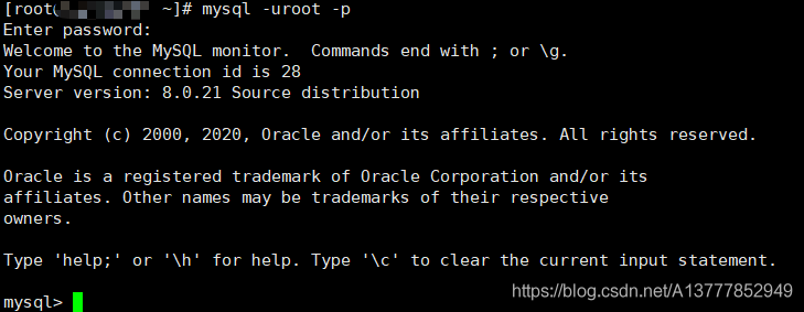 登錄mysql