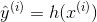 \hat y{(i)} = h(x{(i)})