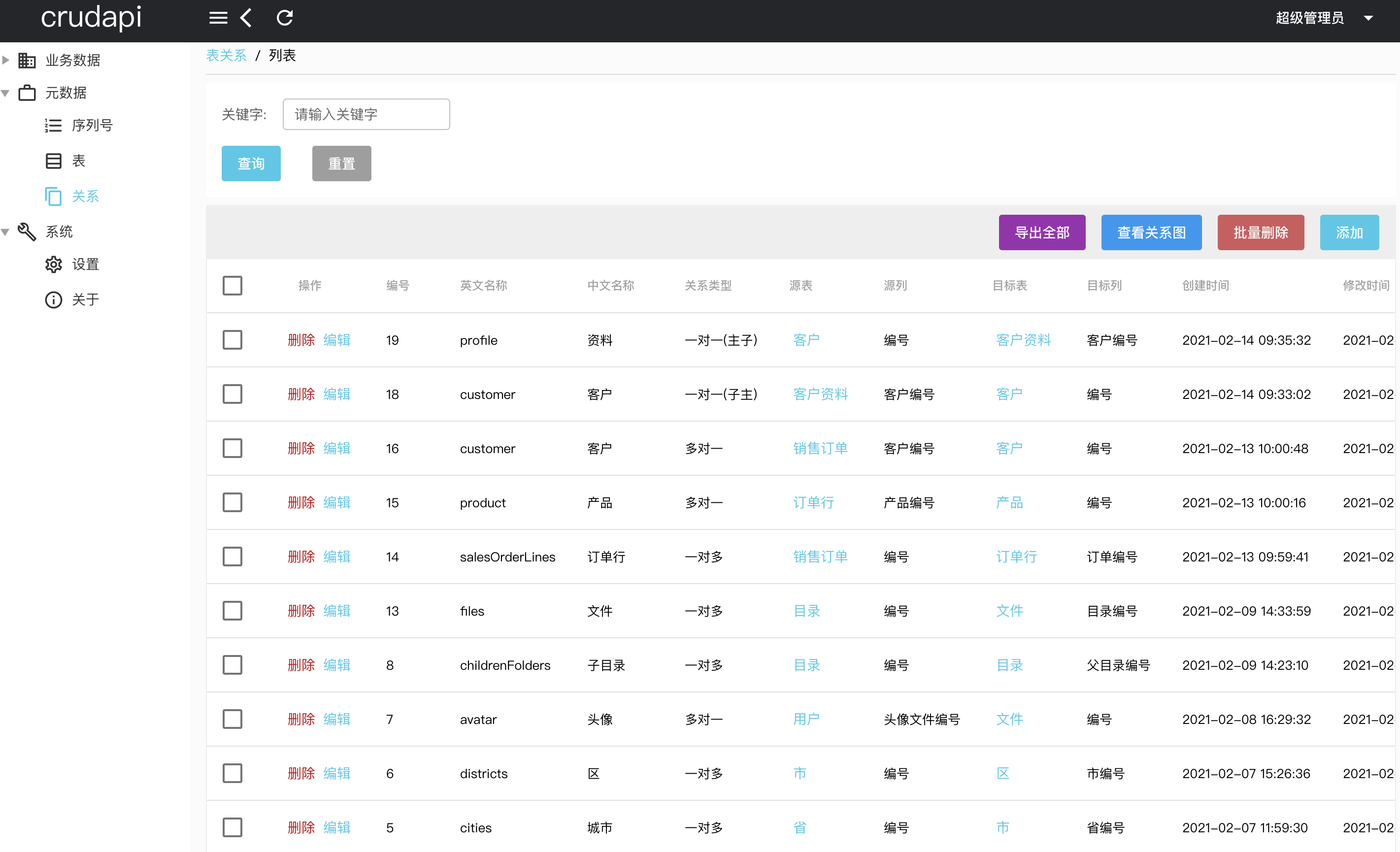 表關系串列