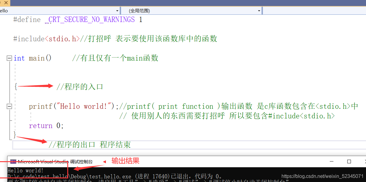 輸出Hello world！