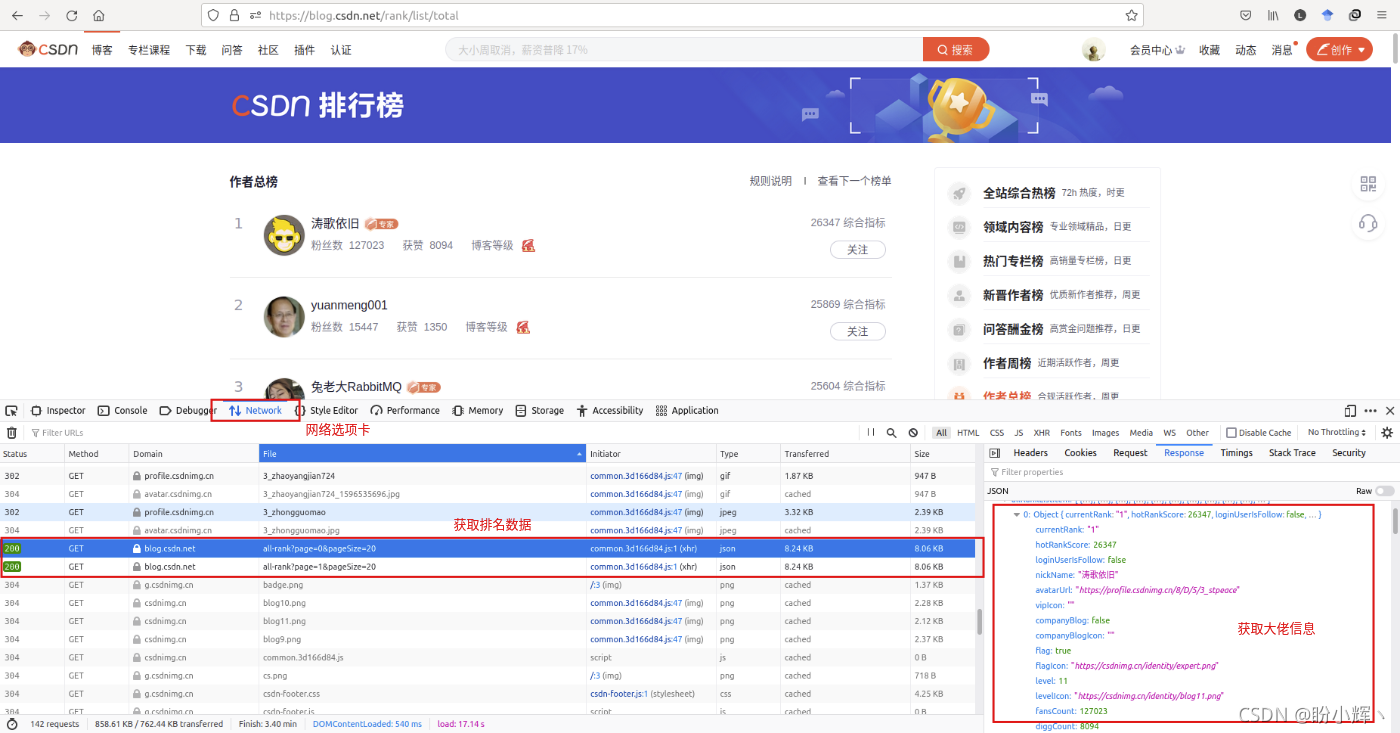 獲取 CSDN 作者總榜資料