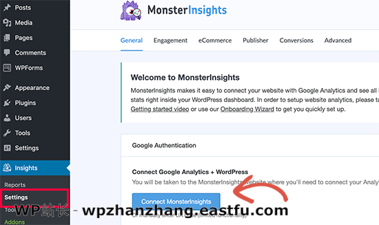 使用 MonsterInsights 連接 Google Analytics