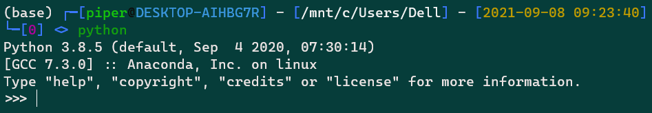 Linux 下進入了 python 互動模式