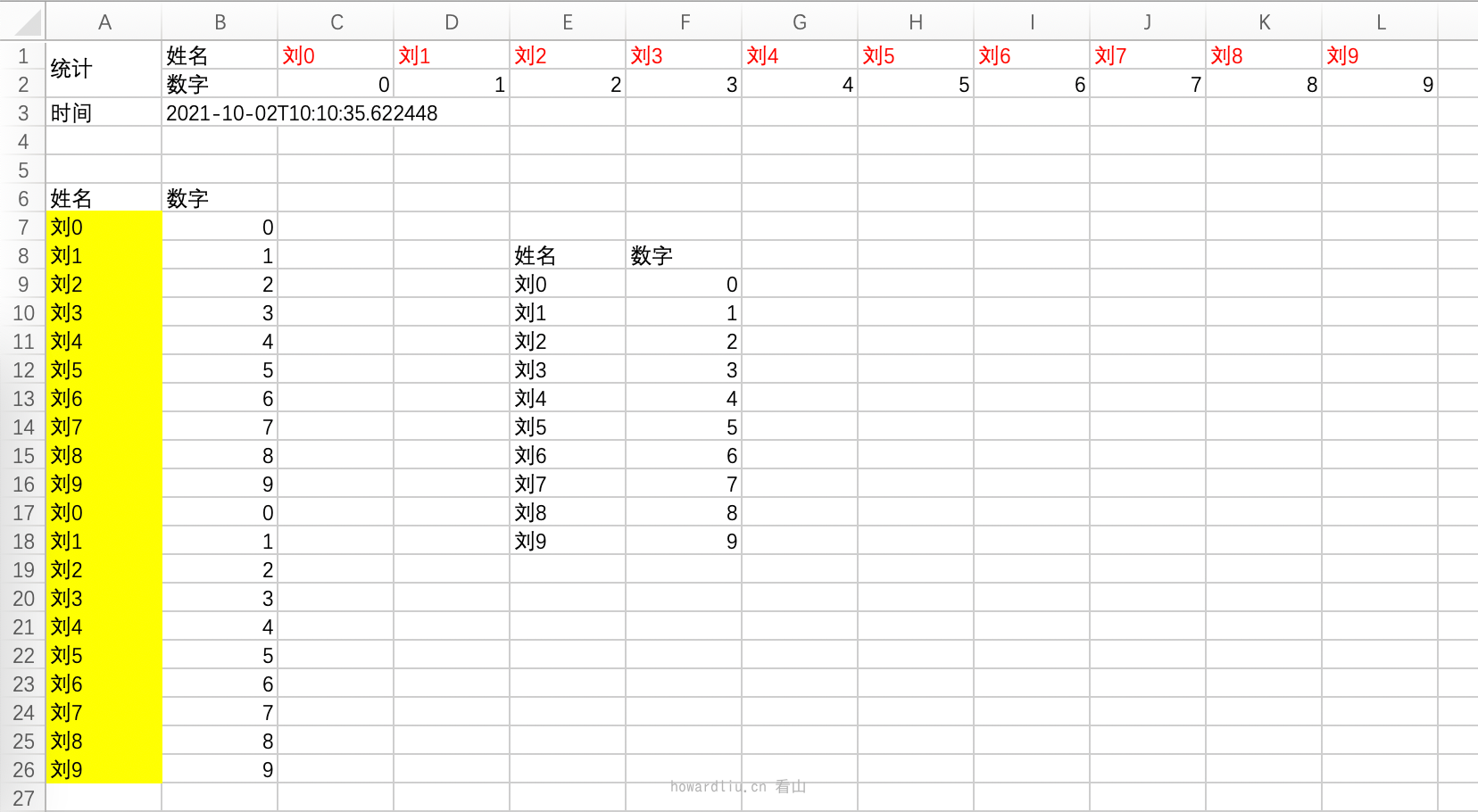 填充多個表格