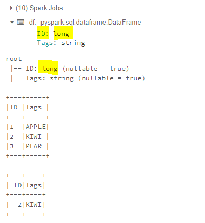 Spark DataFrame 在列中包含特定的整數值