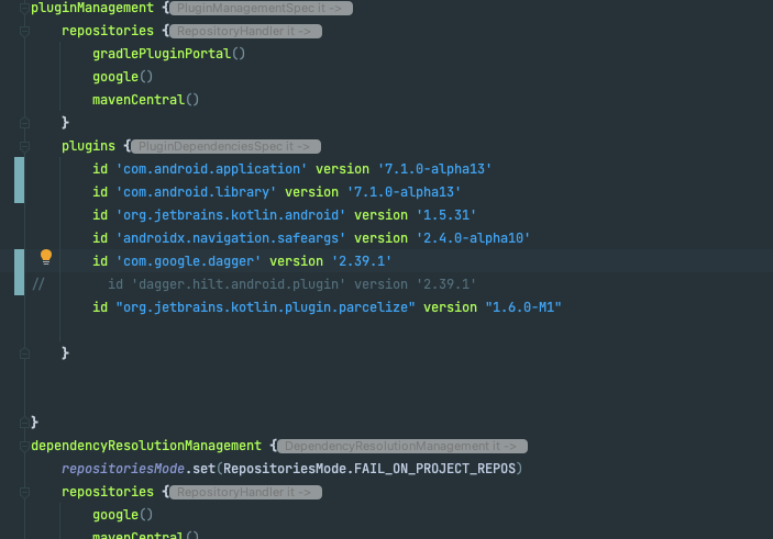 插件 [id: 'dagger.hilt.android.plugin'] 未在以下任何來源中找到