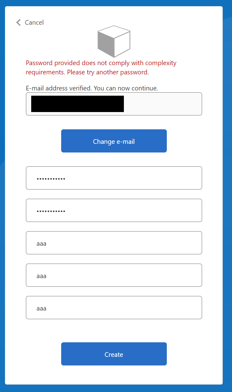 Azure AD B2C 自定義流驗證密碼但不接受