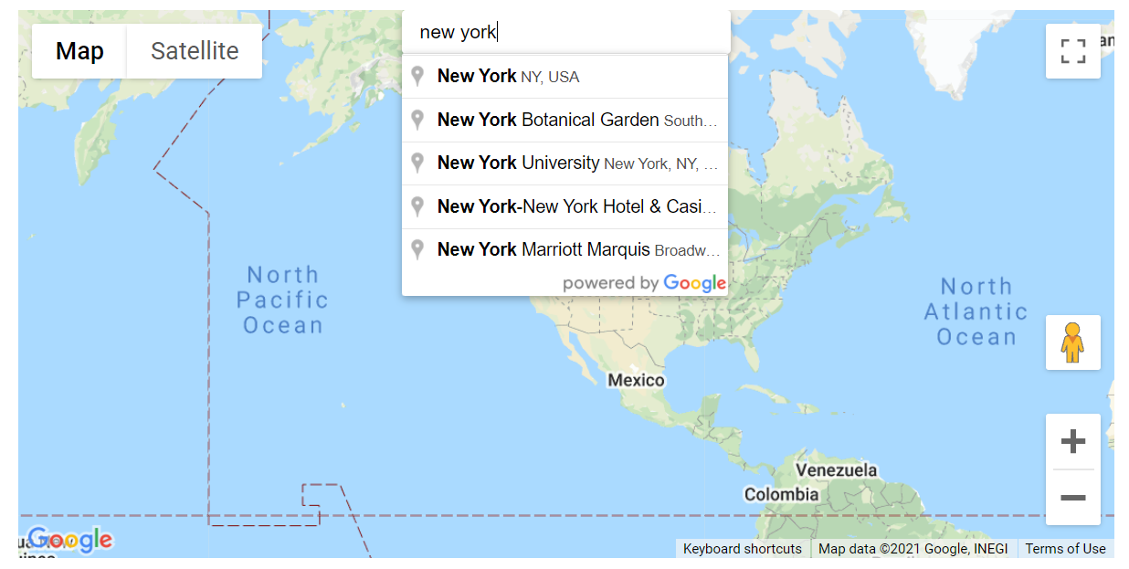 React Google Maps API 自動完成建議在對話框后面