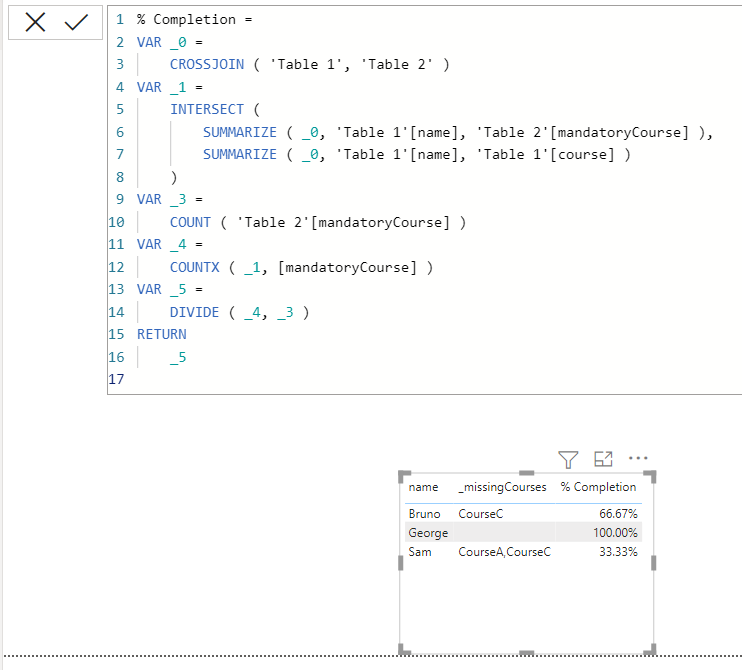 比較兩個表并顯示缺失的資料 - Power BI