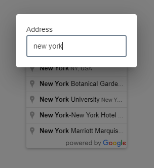 React Google Maps API 自動完成建議在對話框后面
