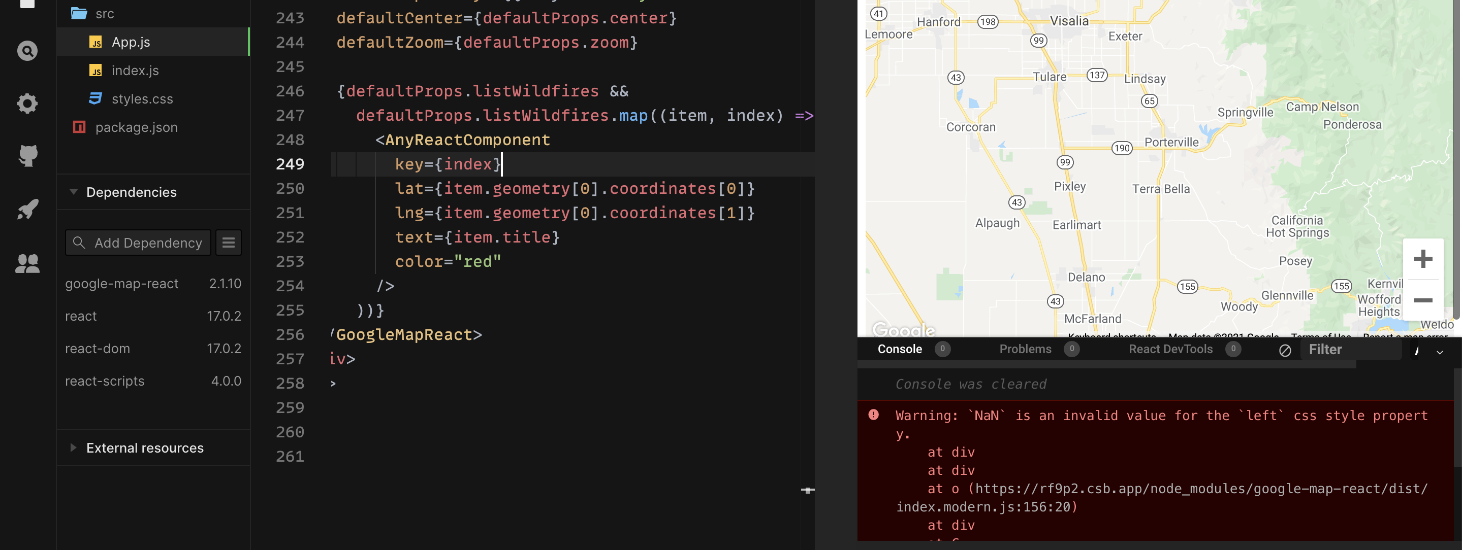 Google-Maps-React 不會顯示標記陣列