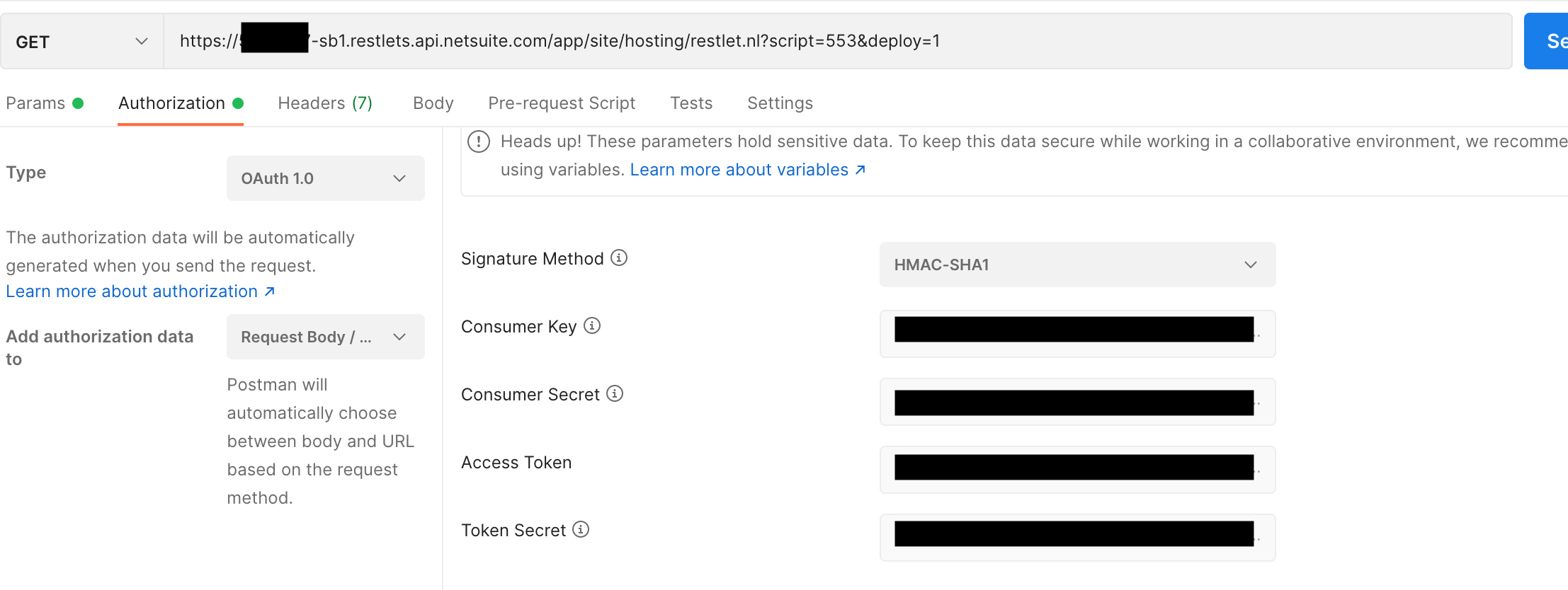 基于令牌的身份驗證 (TBA) - OAuth - Netsuite - 其余網路服務 - 無效的登錄嘗試