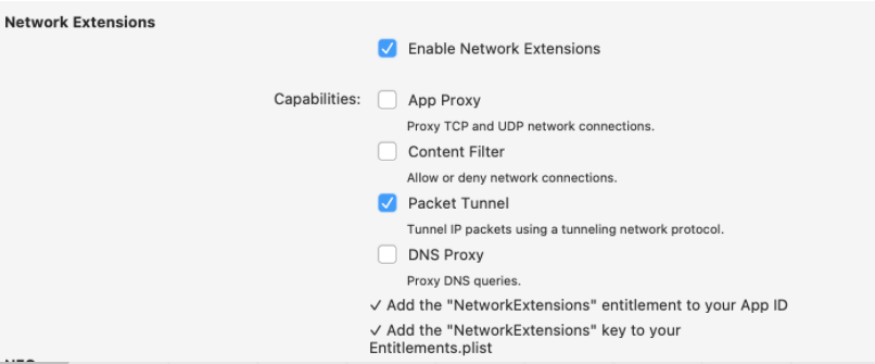 Xamarin iOS VPN 應用擴展未啟動資料包隧道提供程式類