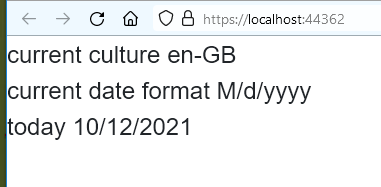 在組件中的 Blazor WebAssembly 中,假設文化正確,如何使 DateTime.ToString 使用當前文化的日期格式?