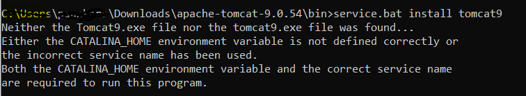 無法使用 service.bat 安裝 Tomcat 9