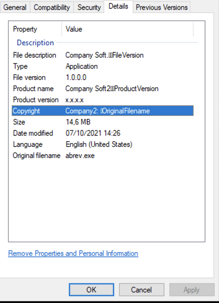 編譯的 VS_VERSION_INFO 資源顯示在資源管理器意外文本中