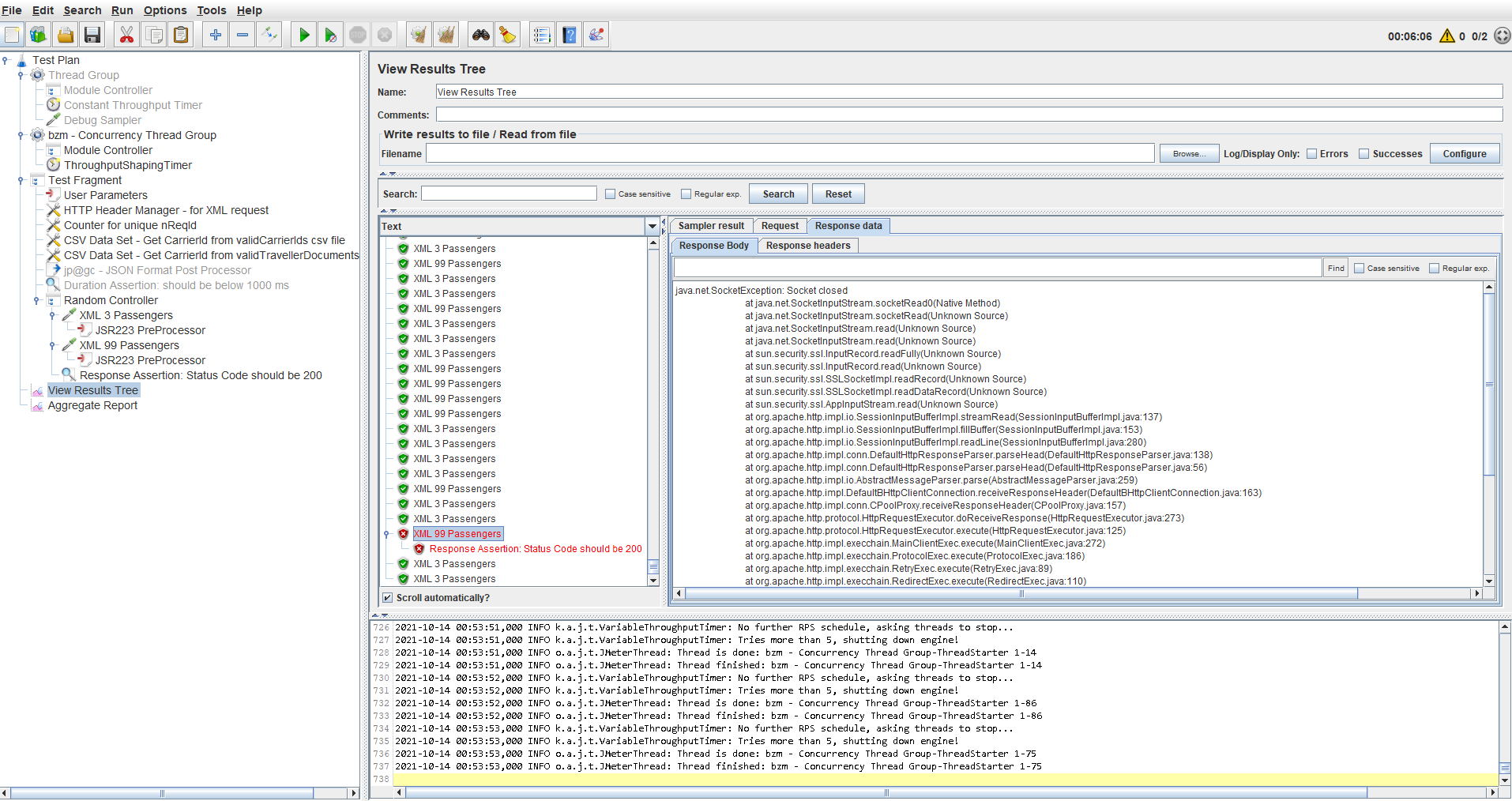 java.net.SocketException: 使用 Jmeter 并發執行緒組時，套接字在腳本持續時間結束時關閉