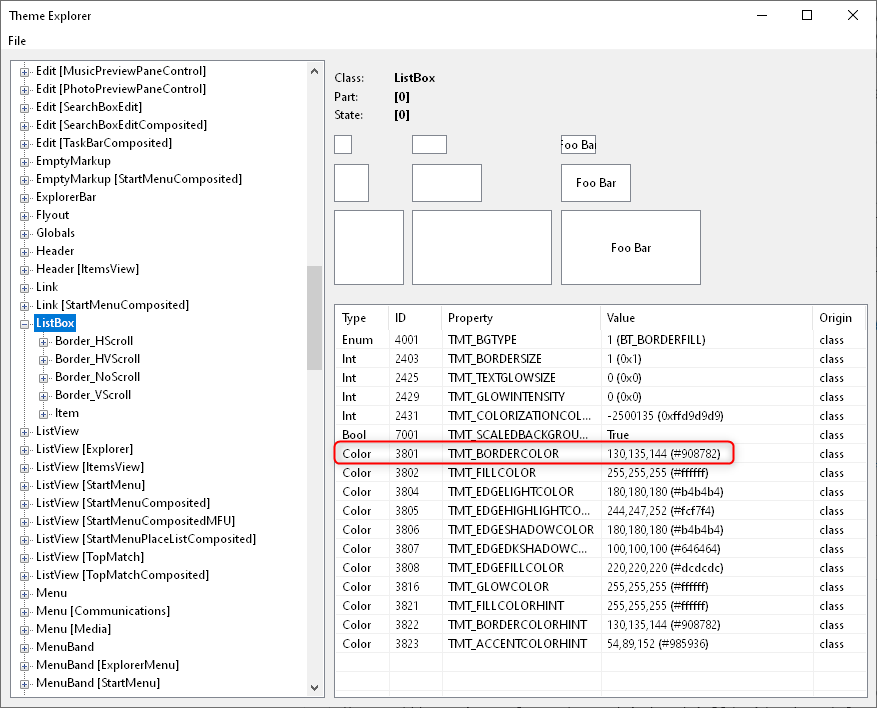 檢索使用 OS 視覺樣式呈現的 WinForms ListBox/ListView 的邊框顏色