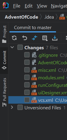IntelliJ/GIT：如何從提交視窗中清除/洗掉檔案？