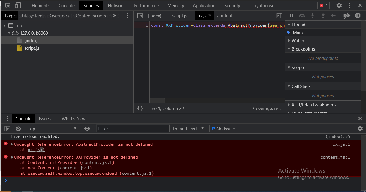 Uncaught Reference Errors On console
