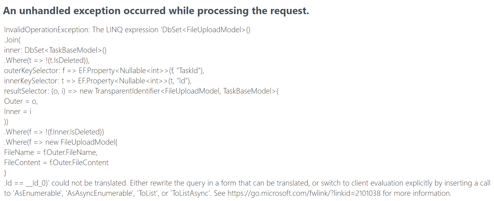 InvalidOperationException：無法翻譯 LINQ 運算式