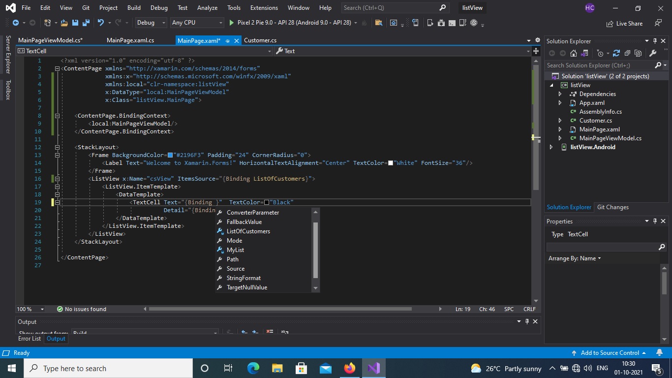 Xamarin ListView 系結似乎在更新的 VS 2019 16.11.3 中被破壞了。CollectionView 系結也是如此。有人可以調查一下嗎?