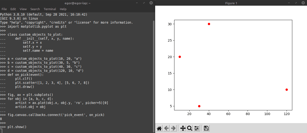 單擊 matplotlib 散點圖點以根據點的元資料顯示另一個圖形？