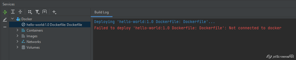 Dockerfile 無法在 Intellij Idea 中部署（未連接到 docker）