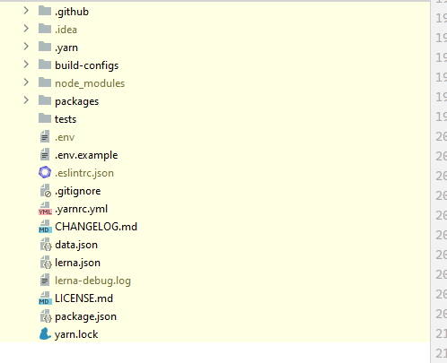WebStorm 淡黃色專案檔案夾