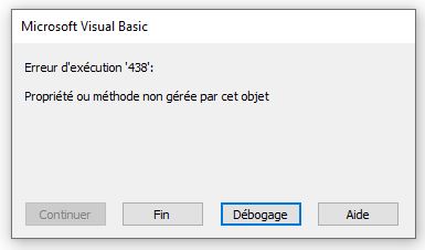 Error 438 - Object doesn't support this property or method