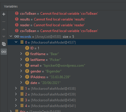 OpenCSV：讀取 CSV 時方法回傳 null